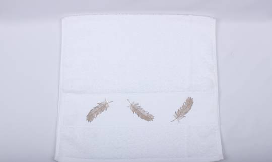 Feather embroidered hand towel. Code: HT-FEA